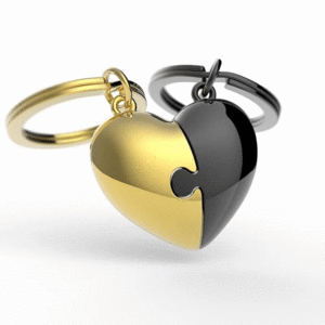 METALMORPHOSE KEYCHAIN GOLD BLACK HEART PUZZLE 