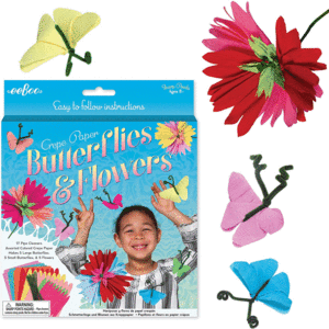 CREPE PAPER BUTTERFLIES AND FLOWERS
