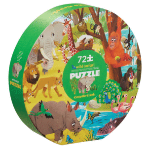 72 PC ROUND BOX PUZZLE WILD SAFARI