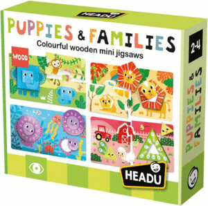 BABIES & FAMILIES COLOURFUL WOODEN MINI JIGSAWS