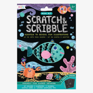 OOLY MINI SCRATCH & SCRIBBLE ART OOLY MINI SCRATCH & SCRIBBLE ART KIT FRIENDLY FISH