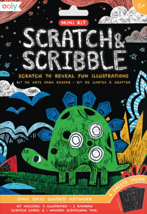 OOLY MINI SCRATCH ART KIT DINOSAUR DAYS SCRATCH AND SCRIBBLE