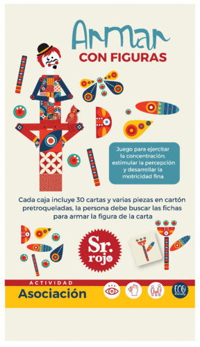 JUEGO SR. ROJO - JUEGO DE CARTAS Y PIEZAS - ARMAR CON FIGURAS PERCEPCIÓN - 50 PIEZAS