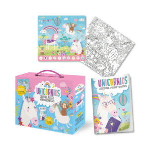 SET UNICORNIOS  UN LIBRO Y UN ROMPECABEZAS GIGANTE 3 EN 1